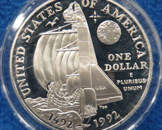 Lot 313. 1992 P Columbus Quincentenary proof silver dollar