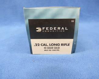 Lot 165. Federal 22 LR. Full brick of ten boxes with 50 rounds each. 500 total rounds.