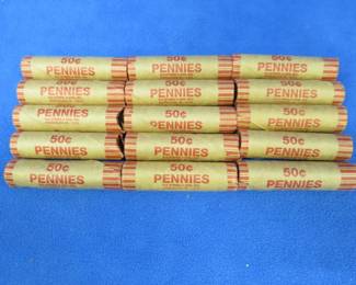 Lot 20. 15 rolls of 50 wheat pennies (750) total).