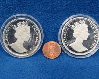 Lot 282. Two 1999 Isle of Man sterling silver Crowns