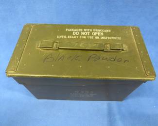 Lot 369. Metal ammo box with locking lid