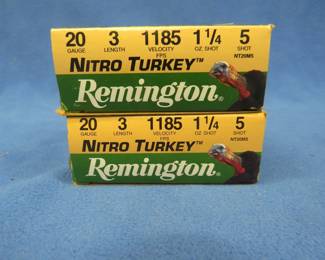 Lot 334. Remington Nitro Turkey 3" {#}5 shot. Two full boxes of 10 each. 20 total rounds.