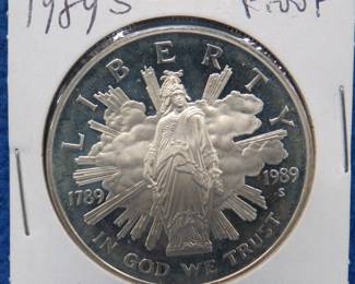 Lot 312. 1989 S US Congress Bicentennial proof silver dollar