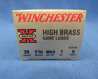 Lot 337. Winchester Super X 28 gauge. 2 3/4" {#} 6 shot. Full box of 25 rounds.