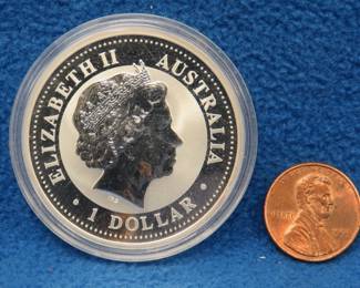 Lot 418. 2003 Australian Kookaburra. 31.1 grams of .999 silver.