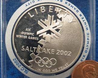 Lot 285. 2002 P Salt Lake City proof Olympic silver dollar