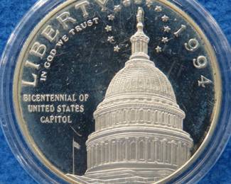 Lot 318. 1994 S US Capital Bicentennial proof silver dollar