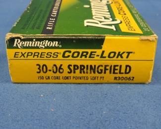 Lot 257. Remington Express Core-Lokt 30-06. 150-grain SP. Full box of 20 rounds.