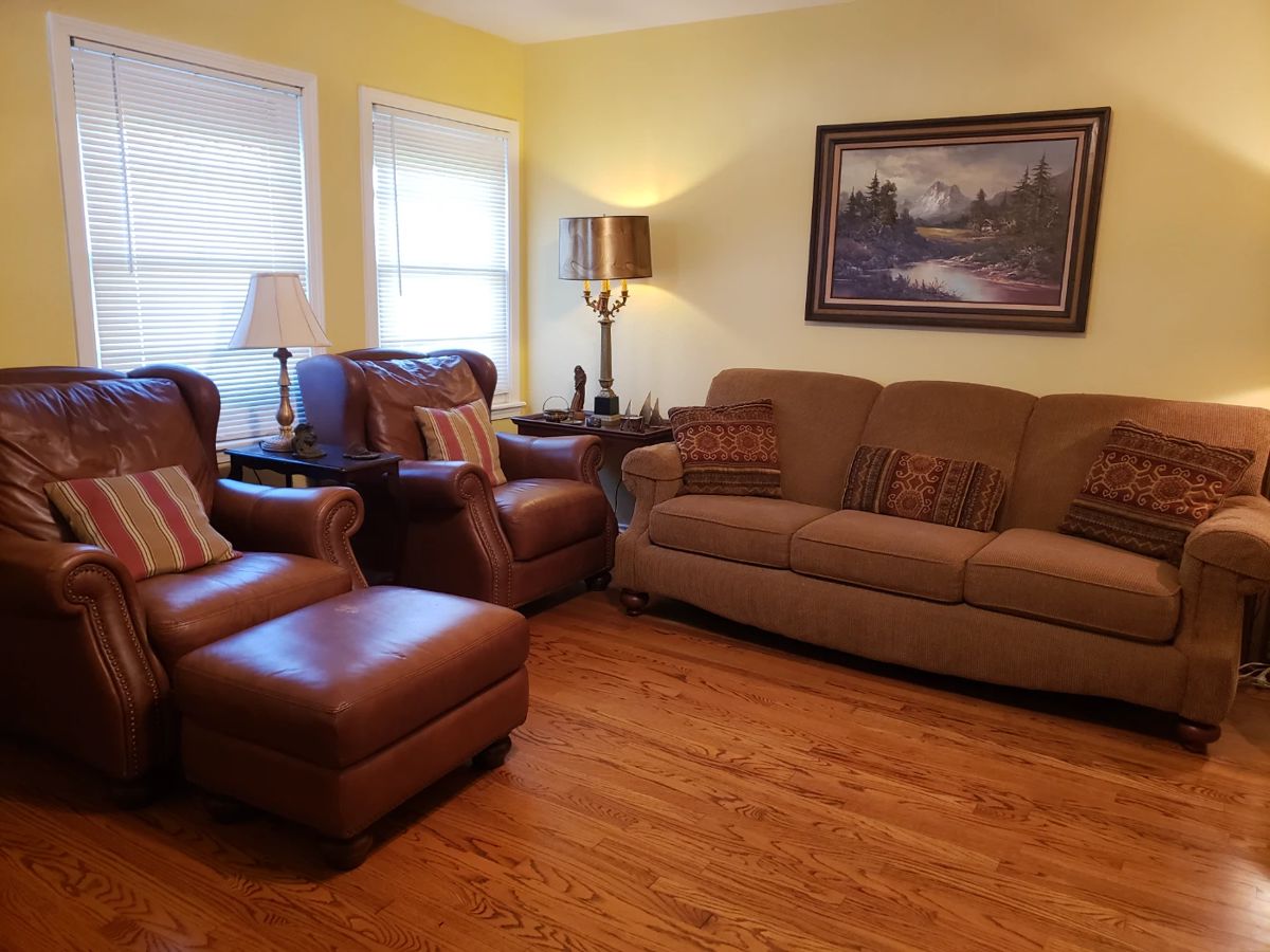 LEATHER CLUB CHAIRS AND SOFA