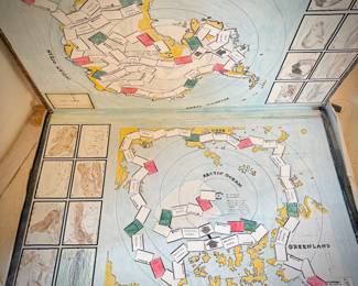 Vintage "Race to the Poles" hand-made board game