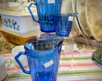 Blue depression glass