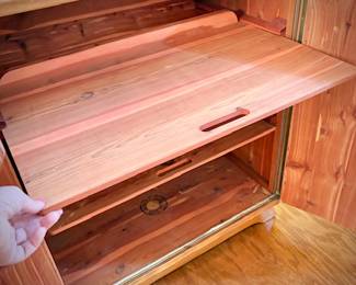 Mid-century Lane cedar-lined standing chest with pullout shelves