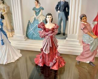 Franklin Mint "Gone With The Wind" series - Scarlett O'Hara, Rhett Butler, the first husband, Mammy, Prissy, Melanie, Ashley, Belle Whatling