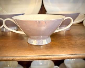 MCM Germany Rosenthal-Continental "Crystalline Blue" china set with white inside, iridescent lavender/blue exterior