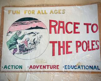 Vintage "Race to the Poles" hand-made board game