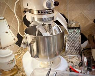 Kitchen Aid standing mixer with accessories