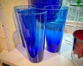 Vintage cobalt blue drinking glasses