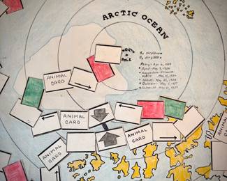 Vintage "Race to the Poles" hand-made board game