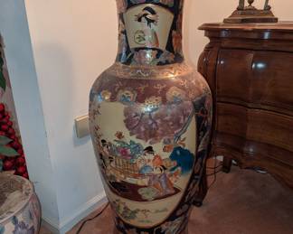Late 20th Century X-Large Chinese Satsuma Vase Hand Decorated