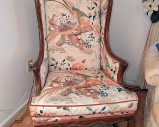 Vintage Henredon Wing Back Wood Trim Chair