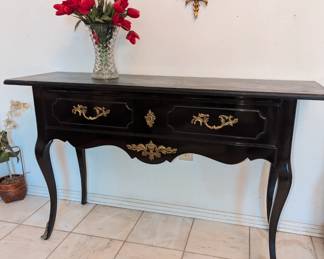 Regency Style Black Lacquered Flat Desk