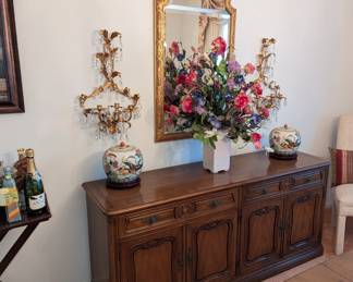 1960s Hollywood Regency Candle Scones - a Pair
Henredon Carved Oak Sideboard