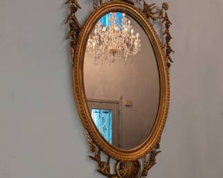 Vintage Italian Wall Mirror With Metal Floral Accents - Early 20th C
