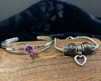 Sterling And Amethyst Bracelet Sterling Charm Bracelet