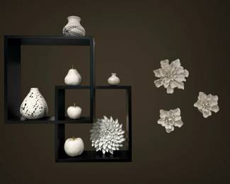 Shadow Box Shelves With Decorative White And Black Decor