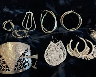 Silver Hair Clip And Fashion Earrings