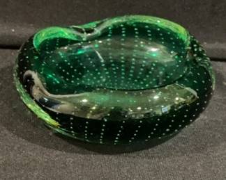 MCM Murano Green HandBlown Glass Bowl