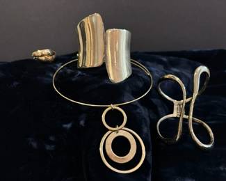Gold Tone Jewelry Large Hinged Cuff Bracelets