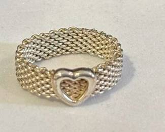 Tiffany Co Sterling Silver Somerset Mesh Heart Ring