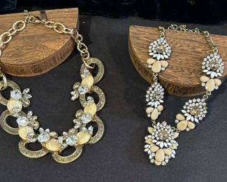 INC Rhinestone Beaded Necklace And Floral Rhinestone Necklace
