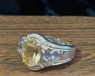 Sterling Citrine And Amethyst Ring