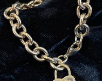 Tiffany Co Sterling Silver Heart Charm Bracelet