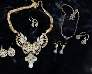 Rhinestone Necklaces and Earrings