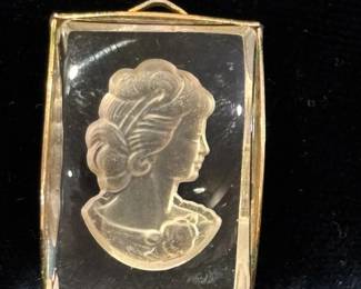 Vintage Glass Cameo Pendant