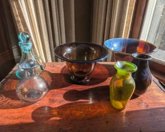 Pieces of art glass by Buzz Williams