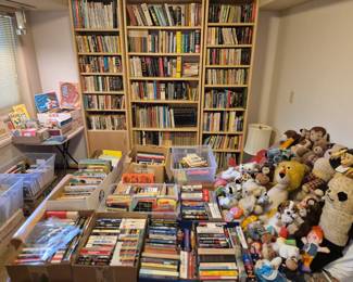Lots of vintage children's books. Adult paperbacks
