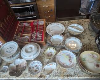 Vintage China and Silver flatware set