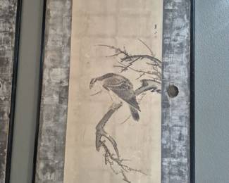 Japanese Fusuma door. Signed Ranko. The artist name is Nakai Tadashi 1766-1830