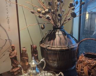 Silver Tea set ,Vintage Japanese baskets