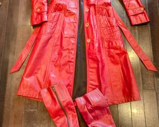 Northwest Red Leather trench coat and campus style boots