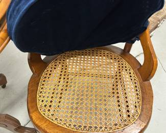 19th century Victorian style round table with matching cane chairs,