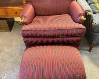 Newly upholstered chair and ottoman