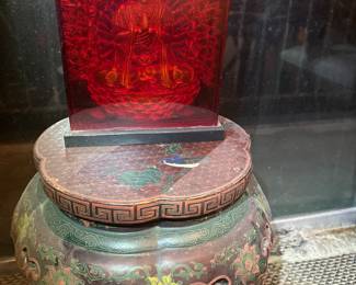 Lucite Buddha
Chinese Red Lacquer hand painted Stool