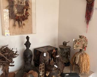 Yoshida style Urn
African 3Head Tribal wooden Carving
Pheasant Feather Fetish
Chinese Bamboo Root carved Arhat
Bags Nimba Shoulder Mask