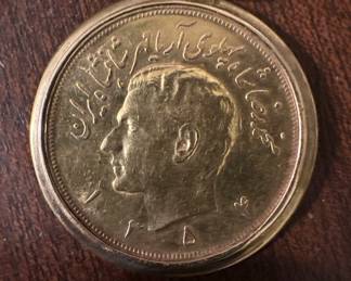 1977 Iran 5 Pahlavi 22k Gold Coin and 22k Gold coin clasp