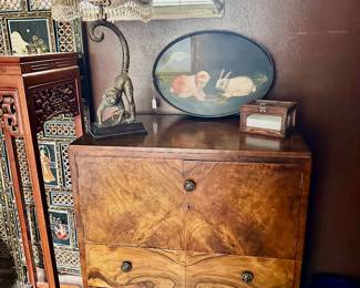 Vintage Burl & Crotch Wood Cabinet
